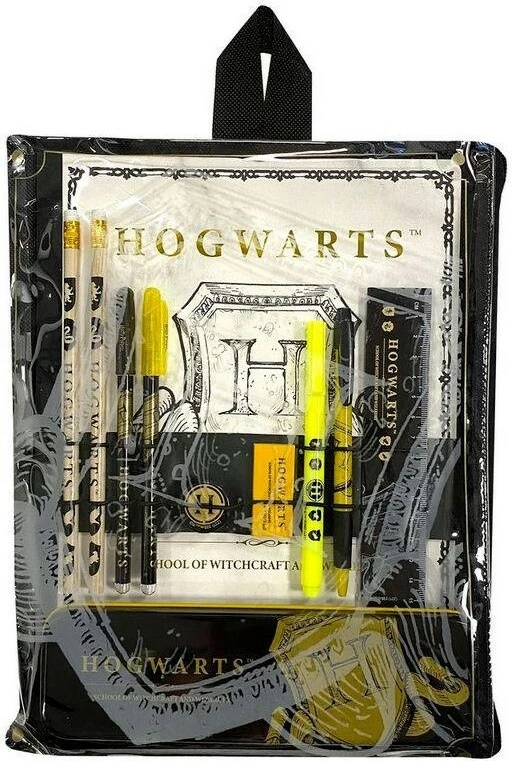 Set pisarniçerie BLUE SKY Harry Potter Gryffindor, fletore A4 + 2 stilolapsa xhel + marker + vizore + gomë + 2 lapsa, zi/ari
