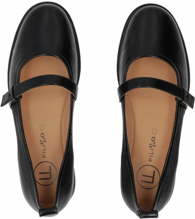 Balerina lëkure për femra Filippo DP7742, të zeza