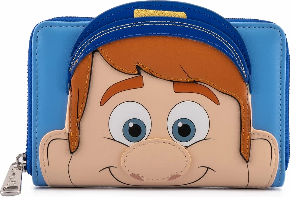 Portofol Loungefly Disney Wreck-It Ralph Fix-It Felix Zip Around, lëkurë vegane, blu