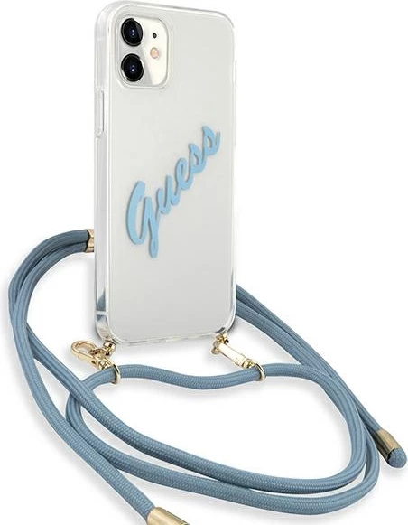 Mbështjellës Guess GUHCP12SCRTVSBL për iPhone 12 mini 5.4", hardcase, kaltër