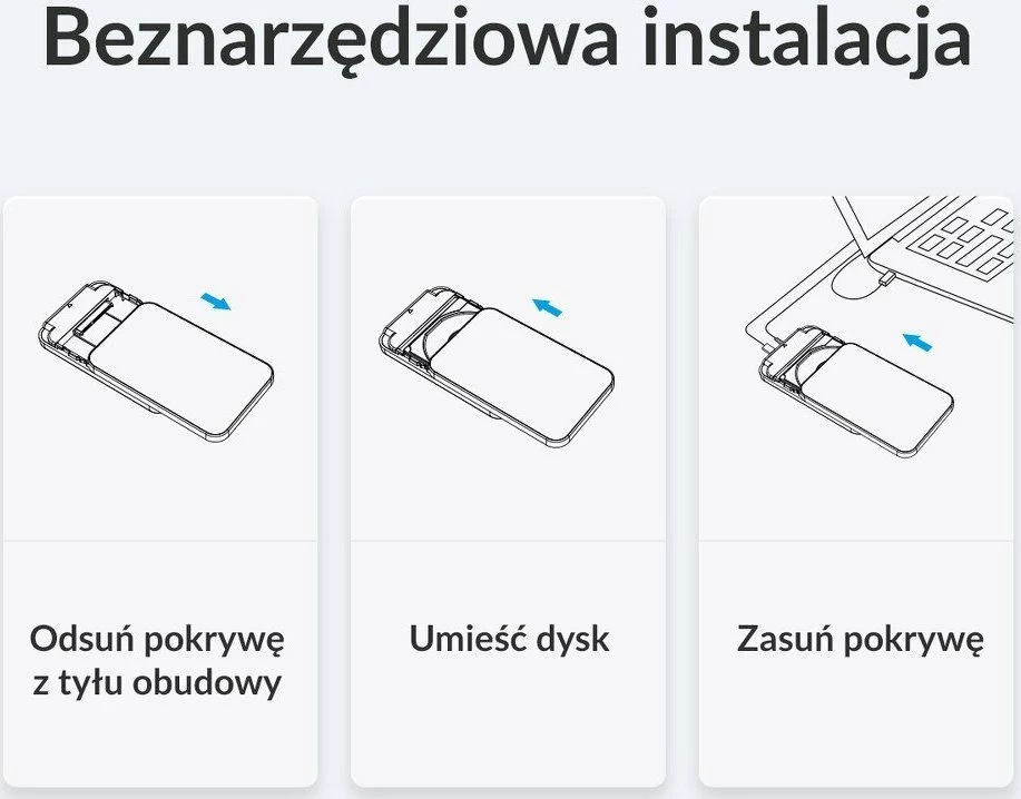 Kasë e jashtme për disk 2.5" Orico SATA USB 3.2 Gen 1, micro-B, deri 6TB, e zezë, me kabllo