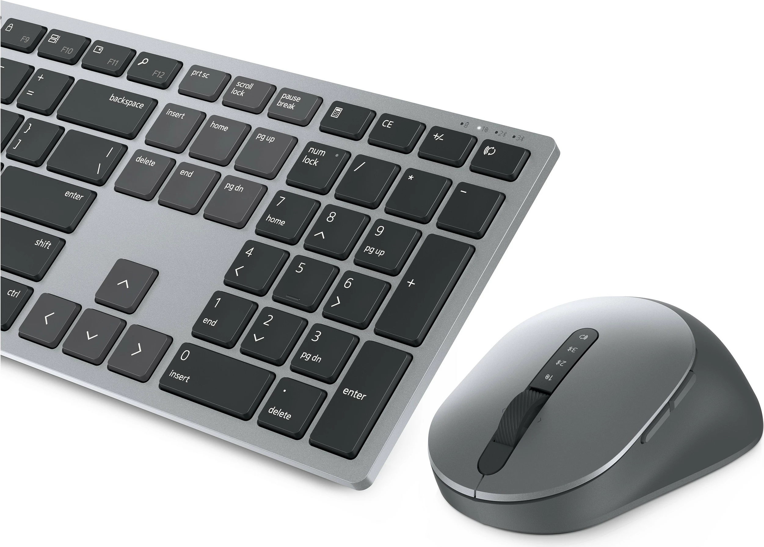 Tastierë dhe Maus wireless Dell Pro Plus KM7321W, QWERTY US International, full-size, RF + Bluetooth, Gri/Titanium