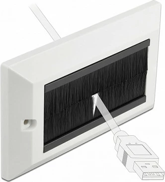 Kapak menaxhimi kabllosh DeLOCK 146 x 86 mm me shirita furçe, i bardhë
