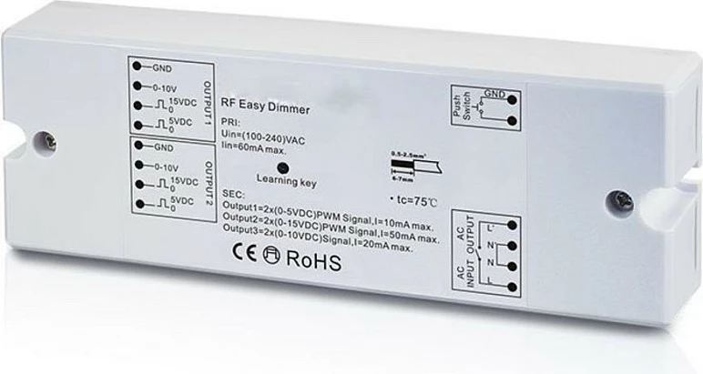 Dimmer RF për LED Synergy21 S21-LED-SR000080, 868.3 MHz, 230V, 15 m, IP20, i bardhë