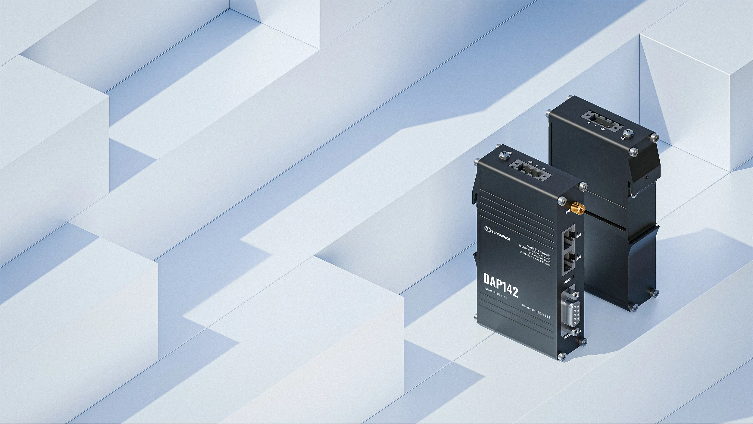 Pikë aksesi Wi‑Fi industrial Teltonika DAP142, 2.4GHz, 300Mbit/s, 2x LAN, PoE pasiv, e zezë