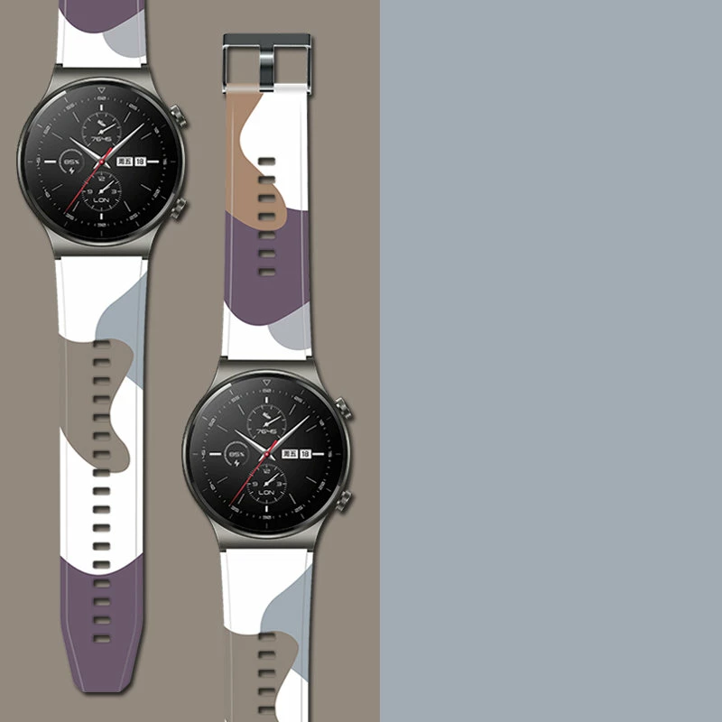 Rrip silikoni Hurtel për Huawei Watch GT2 Pro, Moro, 22 mm, Gri/Vjollcë/Bardhë