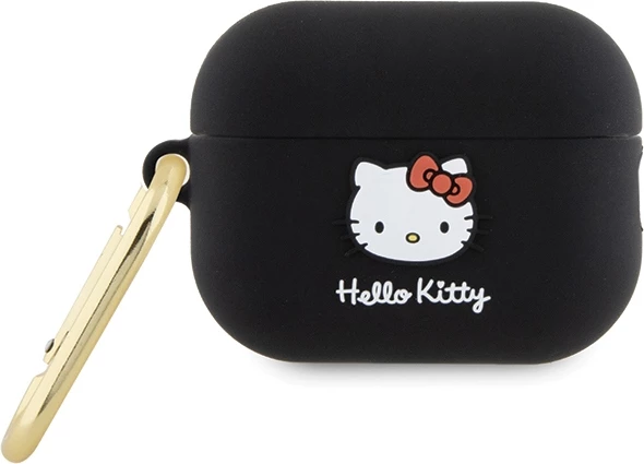 Mbështjellës Hello Kitty për AirPods Pro 2, silikon 3D, i zi, me unazë