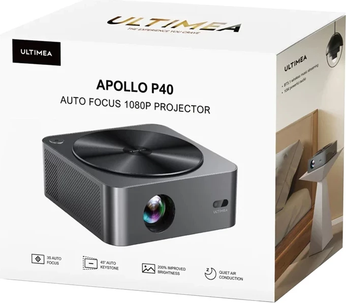 Projektor Ultimea Apollo P40 1080p, 700 ANSI lm, Wi-Fi 6, Bluetooth 5.0, 150\", gri, set me telekomandë