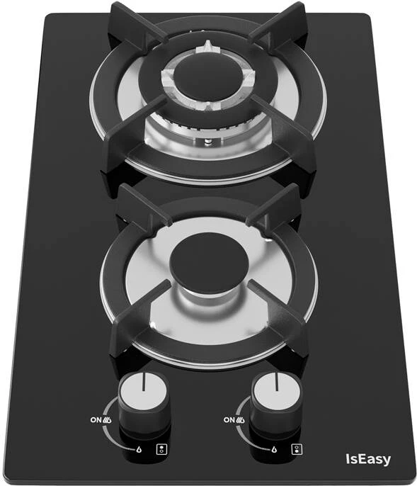 Sobë gazi IsEasy MGBG-312A me panel xhami, 2 djegës, e zezë