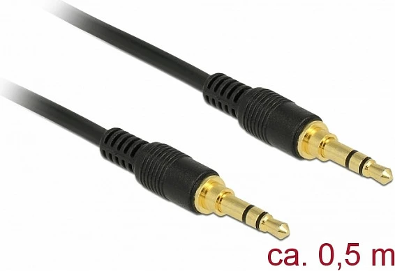 Kabllo audio DeLOCK 85545, 3.5mm jack mashkull-mashkull, 0.5 m, e zezë