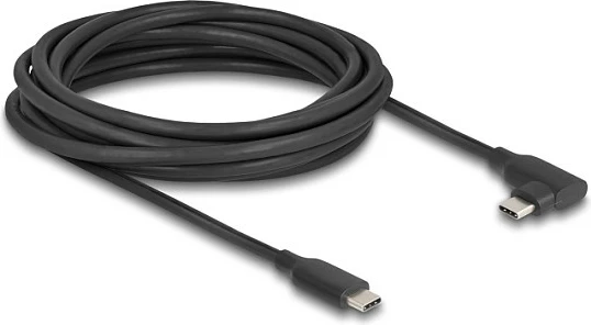 Kabllo aktive USB-C DeLOCK 81196, 5 m, USB 3.2 Gen 2, 10 Gbit/s, PD 60 W, me konektor këndor, e zezë
