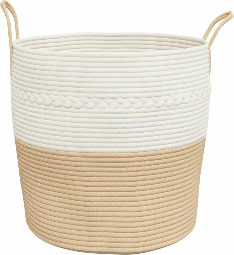 Shportë ruajtëse vidaXL 43x38 cm, pambuk, beige-bardhë