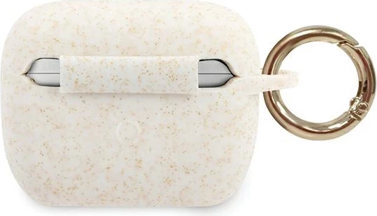 Mbështjellës Guess GUACAPSILGLWH për AirPods Pro, silikon, i bardhë me shkëlqim