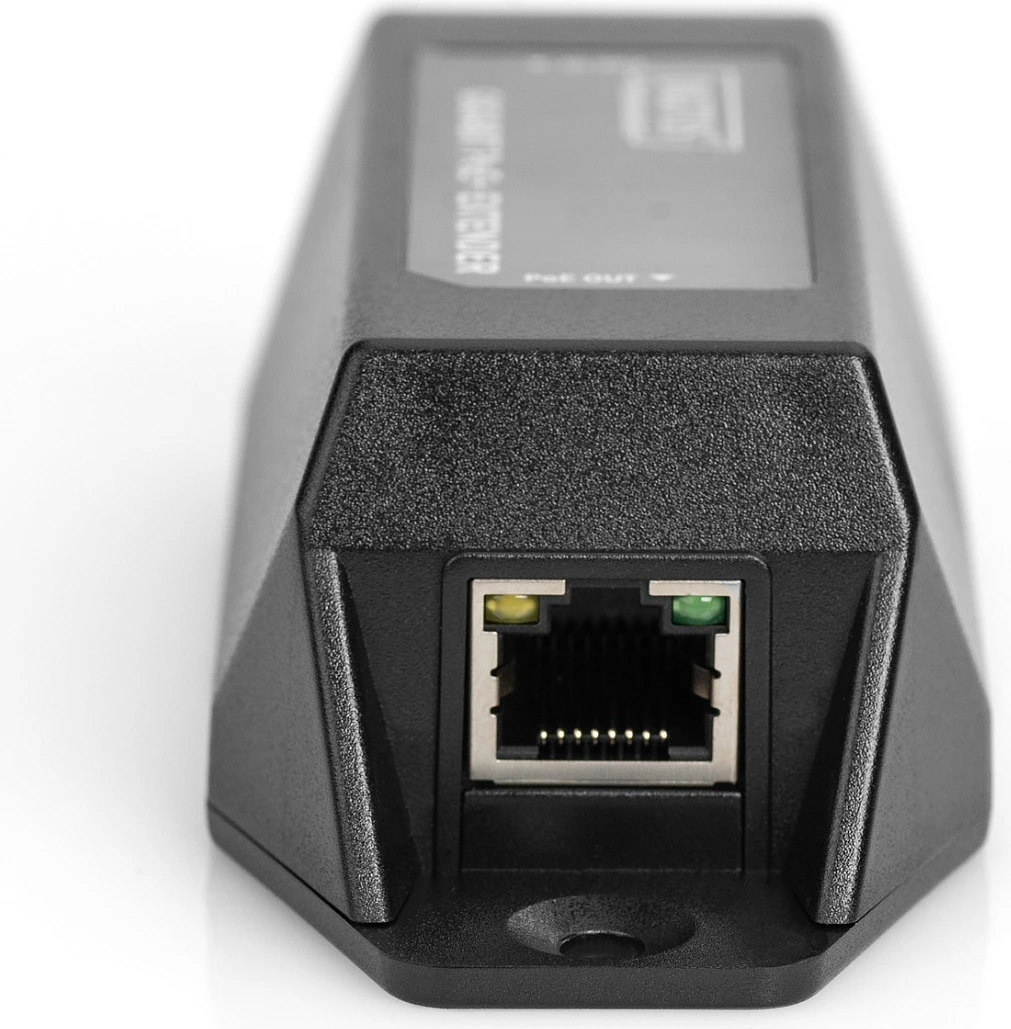 Zgjatës PoE+ Gigabit Ethernet Digitus, 802.3at, 22 W, 2x RJ45, i zi