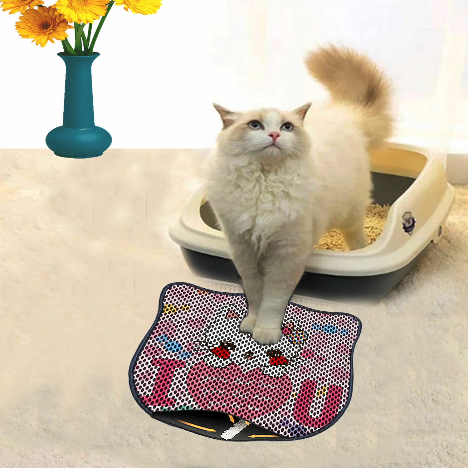 Tapet për rërë mace, shumëngjyrësh, Paws & Whiskers, Kdkafa0049, 40x50cm