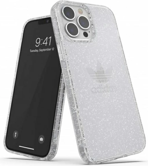 Mbështjellës Adidas OR për iPhone 13 Pro Max 6.7", Glitter, Transparent/Argjend