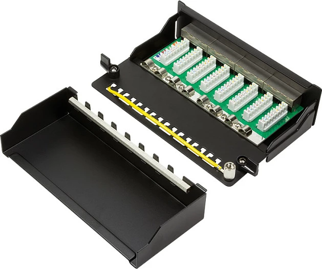 Patch panel desktop LogiLink, 8 porta RJ45, Cat6A STP, e zezë