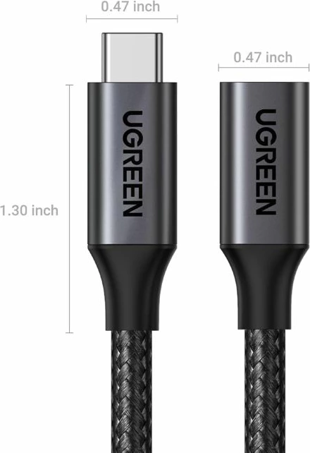 Kabllo zgjatuese USB-C UGREEN 45191, 1 m, 10 Gbps, 100 W, 4K@60Hz, e zezë