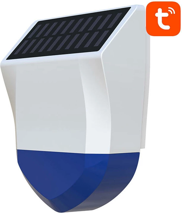 Alarm i jashtëm me sirenë Neo NAS-AB06W, WiFi, Tuya, me panel diellor, Bardhë/Kaltër