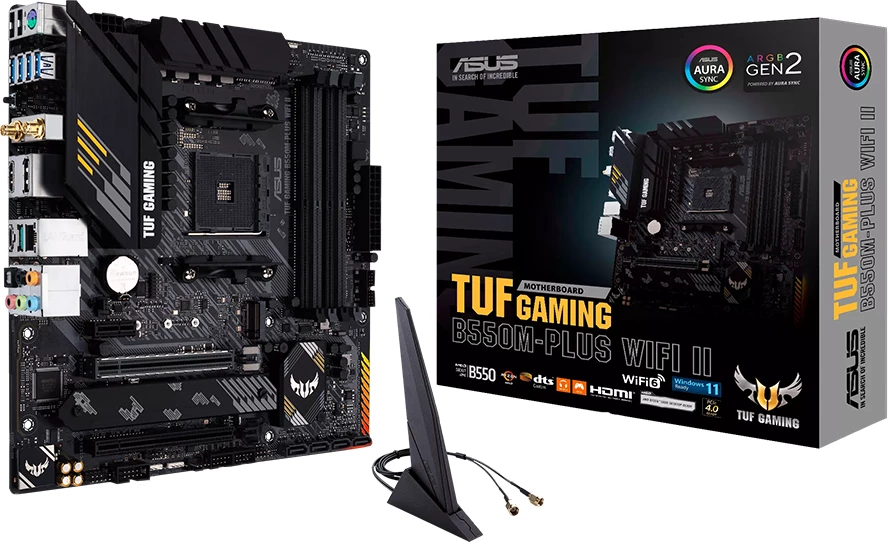 Pllakë amë ASUS TUF Gaming B550M-Plus WiFi II, AM4, mATX, DDR4 128GB, 2x M.2, 4x SATA, PCIe 4.0, 2.5GbE, WiFi 6, Bluetooth 5.2