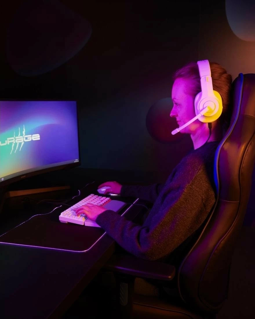 Kufje gaming uRage SoundZ 100 V2, me mikrofon, Jack 3.5mm + USB-C, të bardha