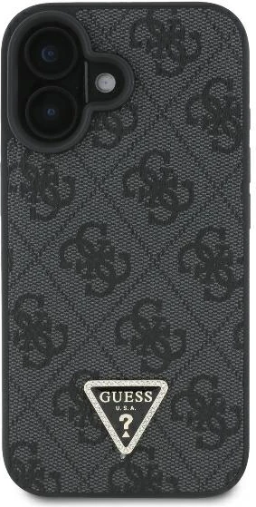 Mbështjellës Guess Crossbody 4G Metal Logo për iPhone 16, i zi, me rrip