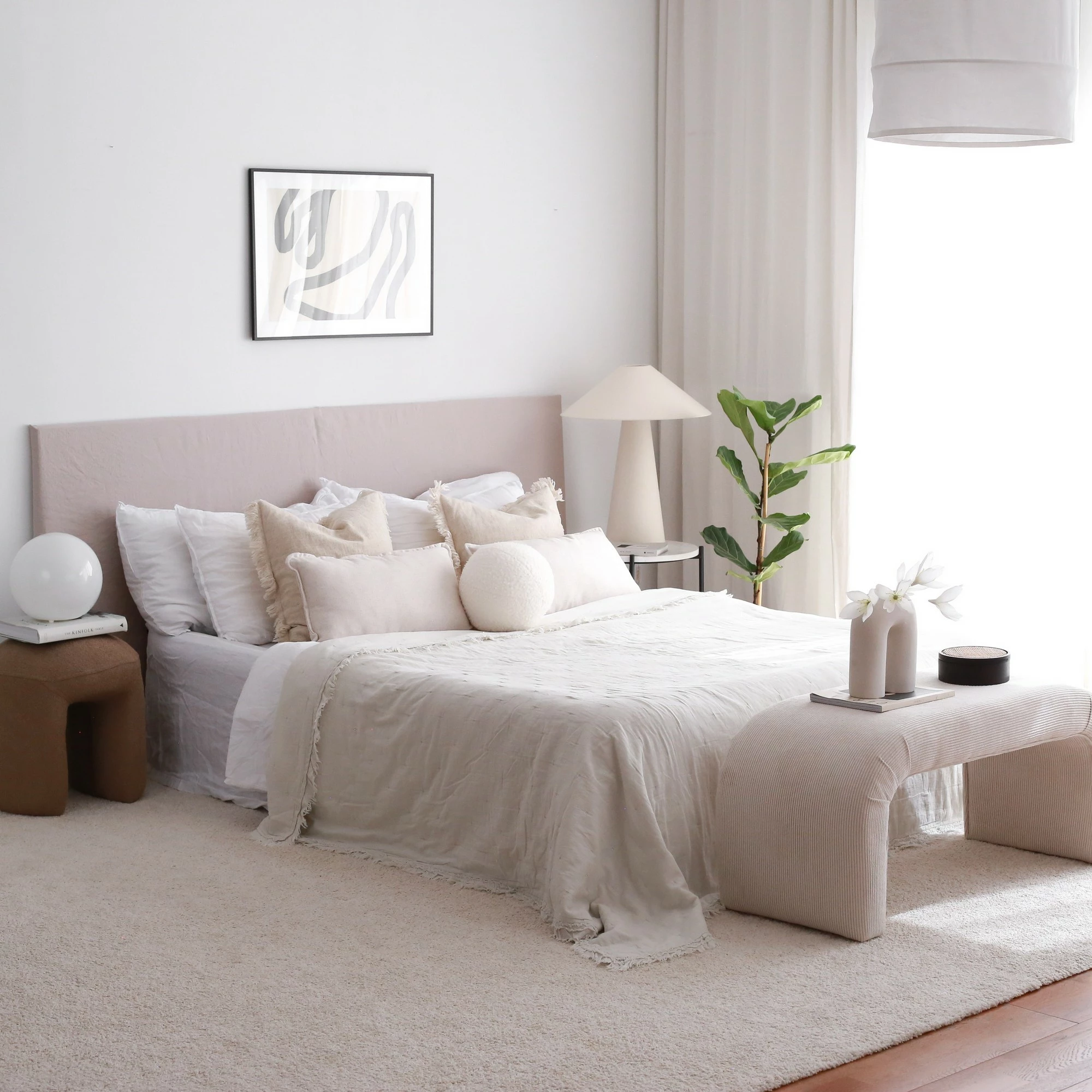 Pouf Atelier del Sofa, Nu Bench fitilli, ngjyrë e bardhë