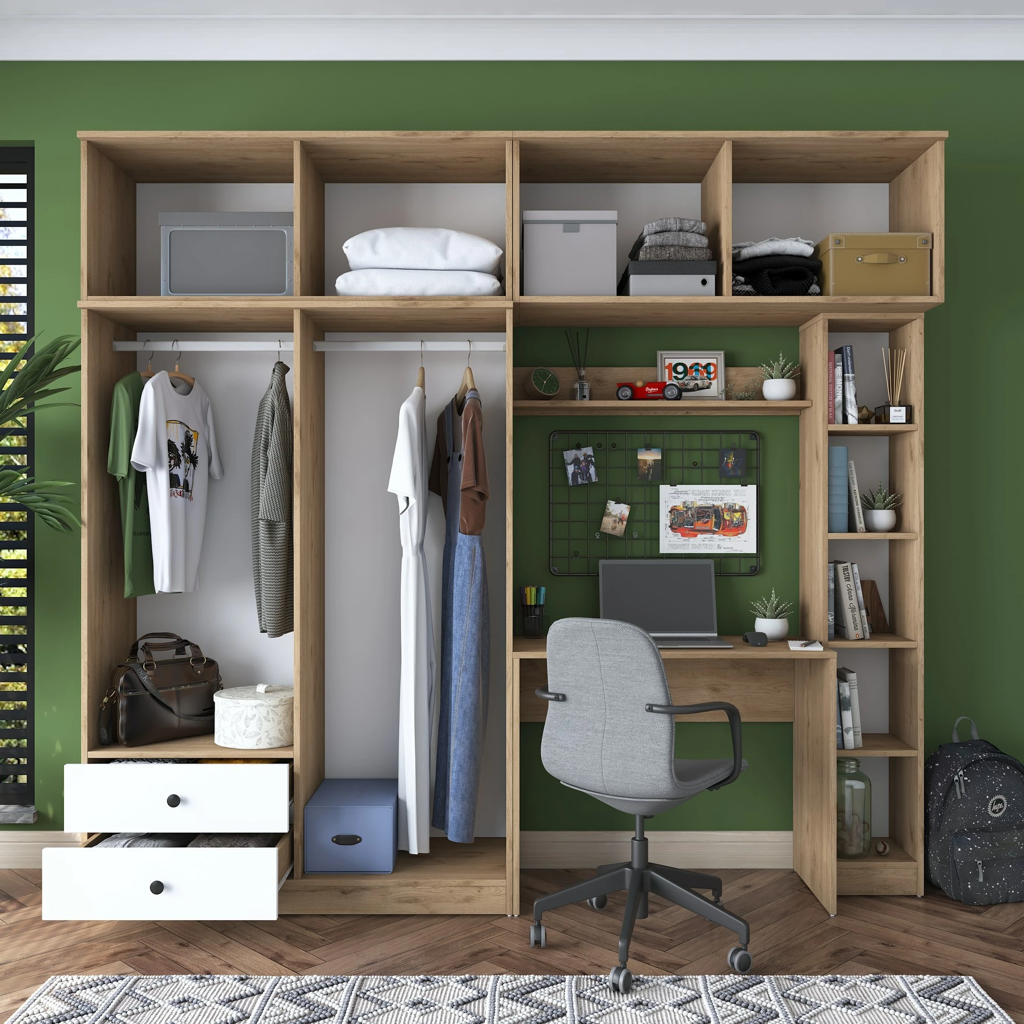 Set dhome për studim, ngjyrë arrë dhe e bardhë, BA122 - 2697