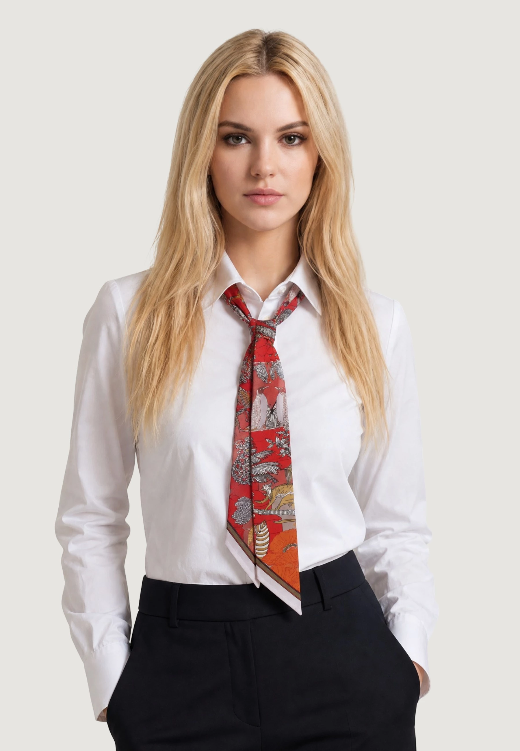 Fular për femra I am Foulard Floreale, i kuq