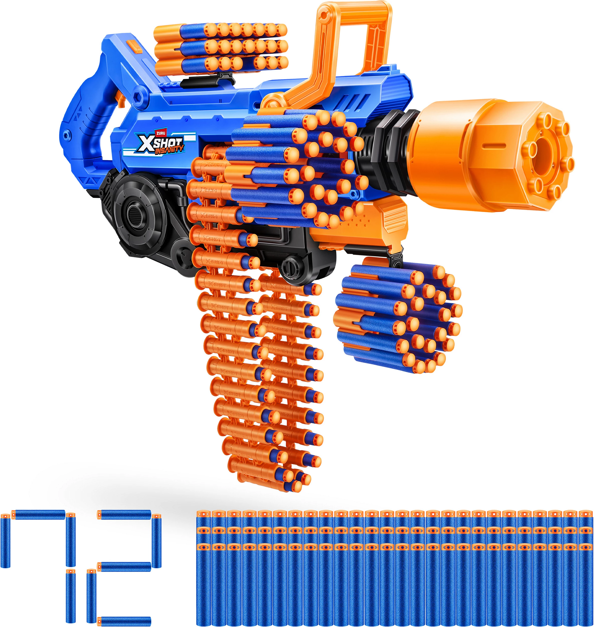 Blaster lodër ZURU XSHOT Insanity Smoking Barrel, 72 shigjeta, 30 m, me dritë/tym, i kaltër