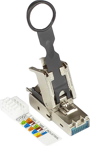 Konektor RJ45 GoodConnections Cat 6A, i montueshëm në vend, i mbrojtur, argjend/zi