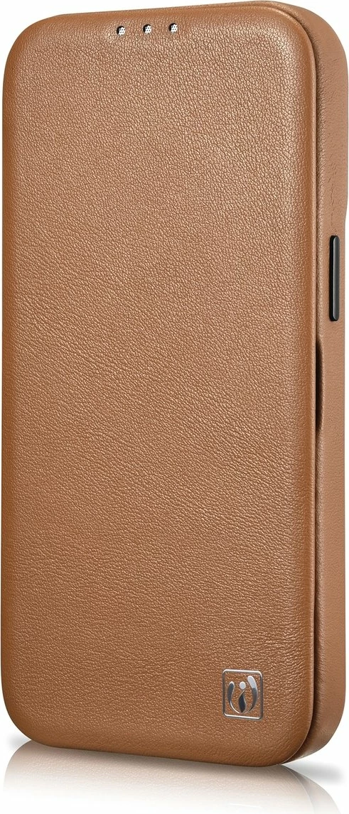 Mbështjellës lëkure iCarer CE Premium Folio për iPhone 14, MagSafe, kafe