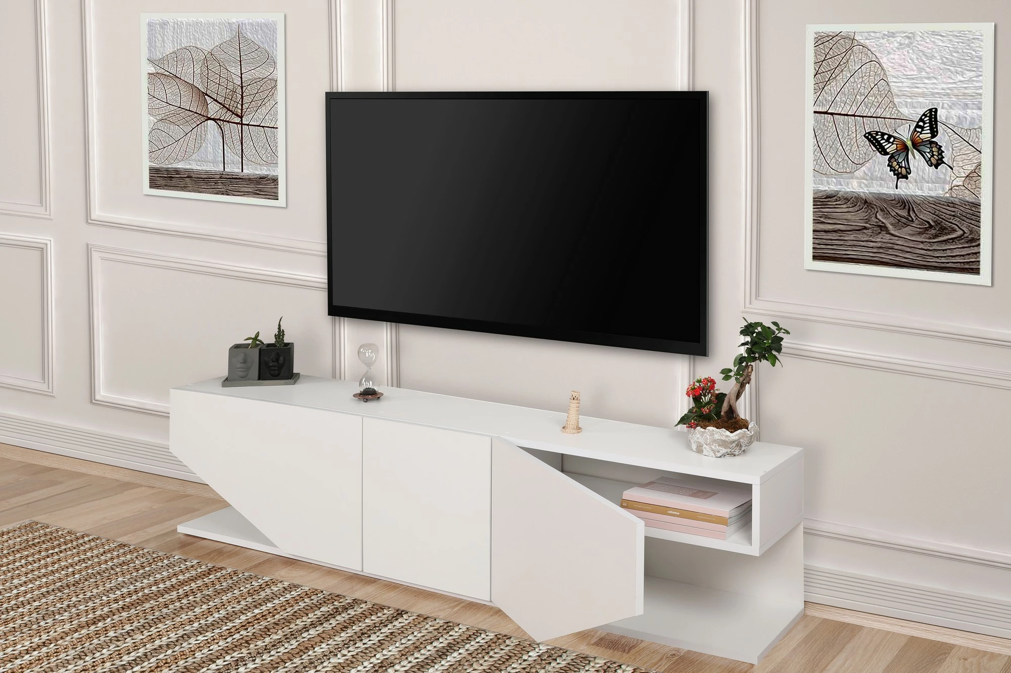 Komodë TV Hanah Home, Inci, e bardhë