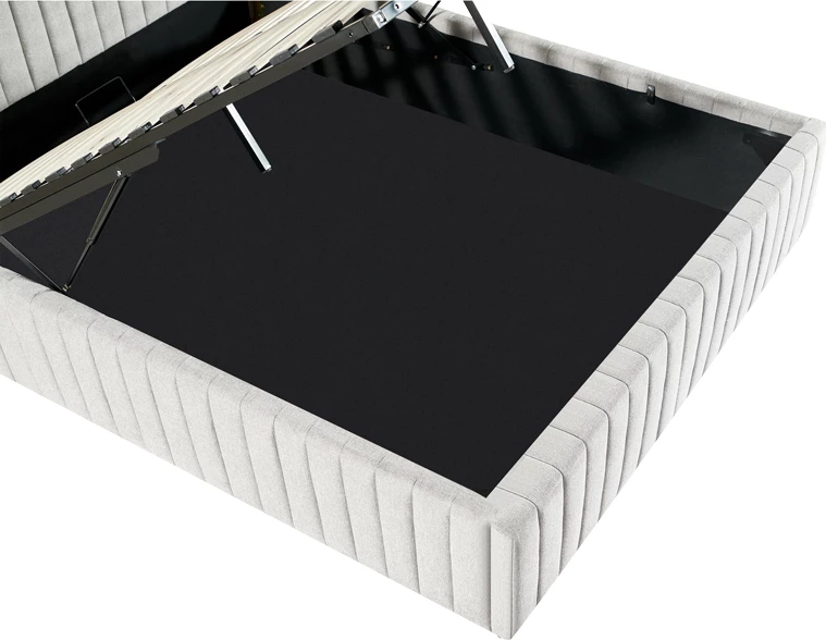 Krevat dopio Zilin, stof gri-bezhë, me hapësirë për depo, 160x200cm