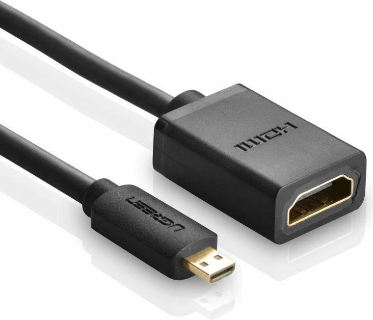 Kabllo adapter HDMI Ugreen 20134, micro HDMI 19 pin, 20cm, e zezë