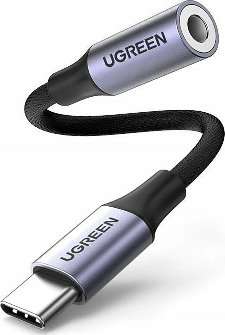 Adapter audio Ugreen AV161 (80154) USB-C në Jack 3.5mm, kabllo 10 cm, DAC, gri e errët