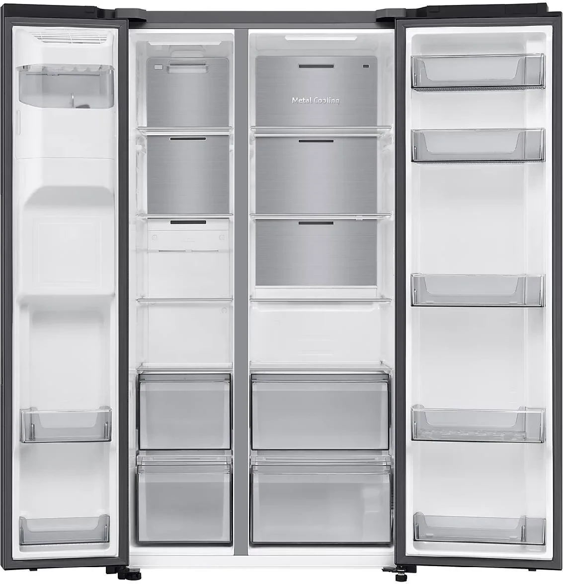 Frigorifer side-by-side Samsung SBS RS70F64KETEO 635 L, dispenser ujë dhe akull, Wi‑Fi SmartThings, AI Energy, klasë E, e zezë matte metal 8