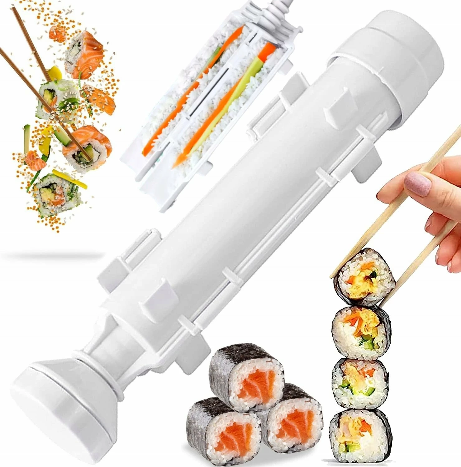 Makinë për përgatitje sushi Brunbeste Bazooka 3294, tub 28 cm, Ø 4.5 cm, e bardhë