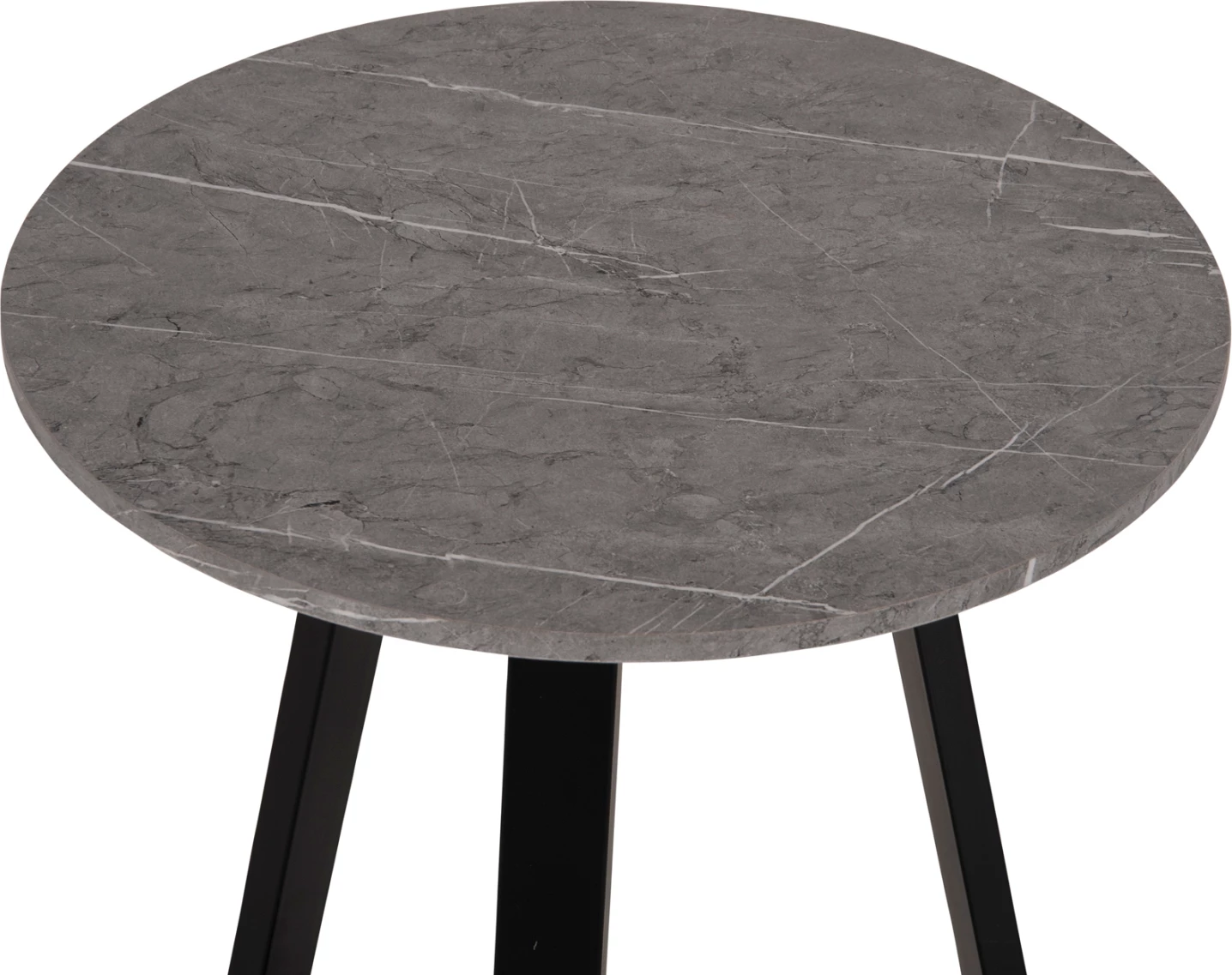 Tavolinë anësore FH9587.02 MDF mermer gri-bazë metalike e zezë Φ45x55Hcm