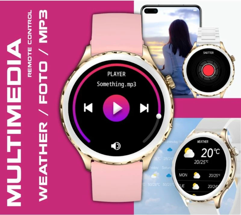 Smartwatch për femra Rubicon, rozë