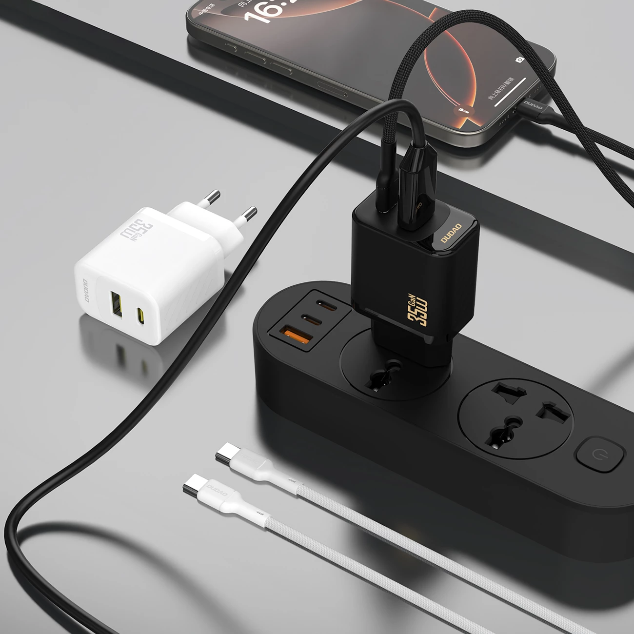 Karikues muri Dudao A27 MaxC me kabllo USB-C, 35W, Bardhë