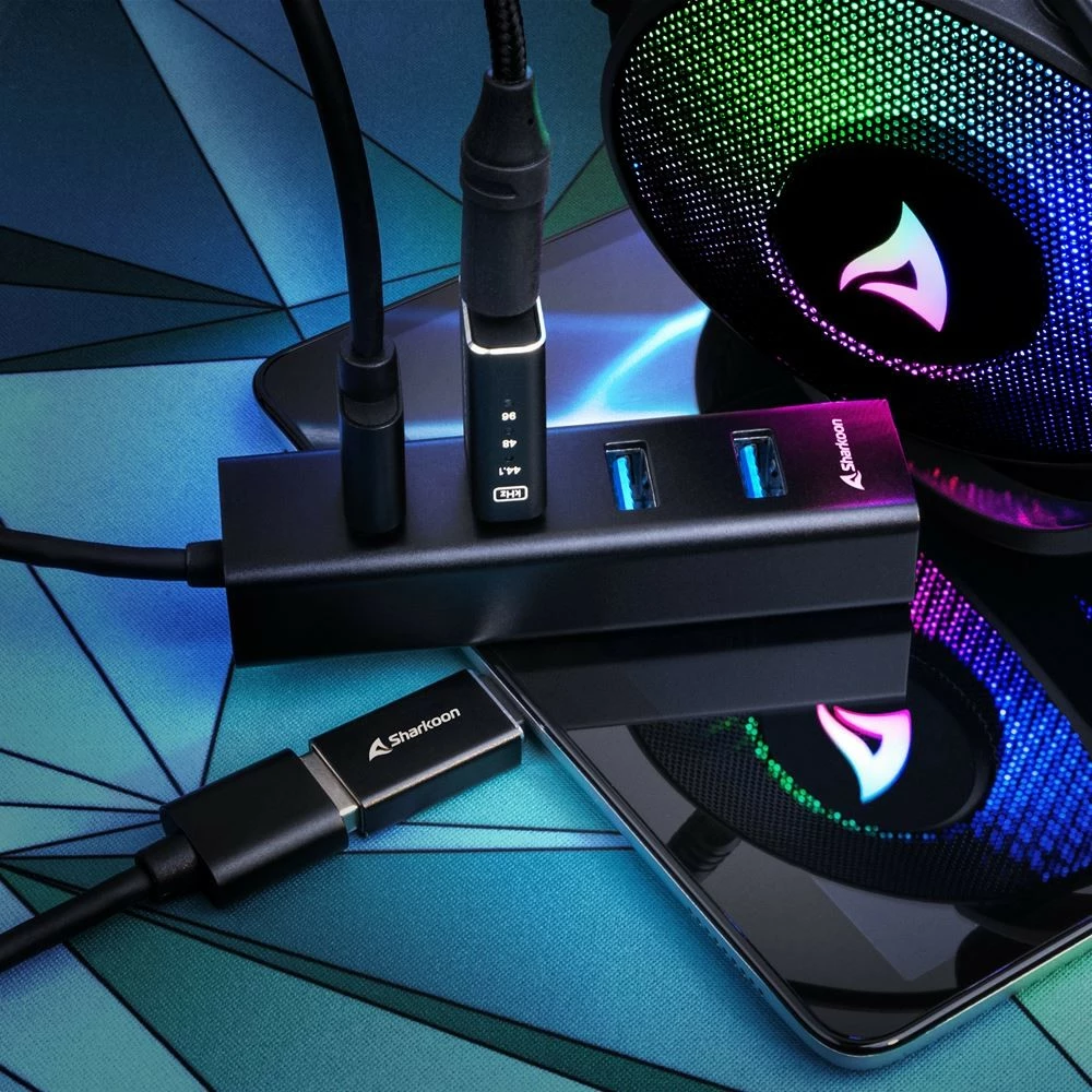 USB hub Sharkoon 4-Port, USB 3.2 Gen 1, alumini, i zi