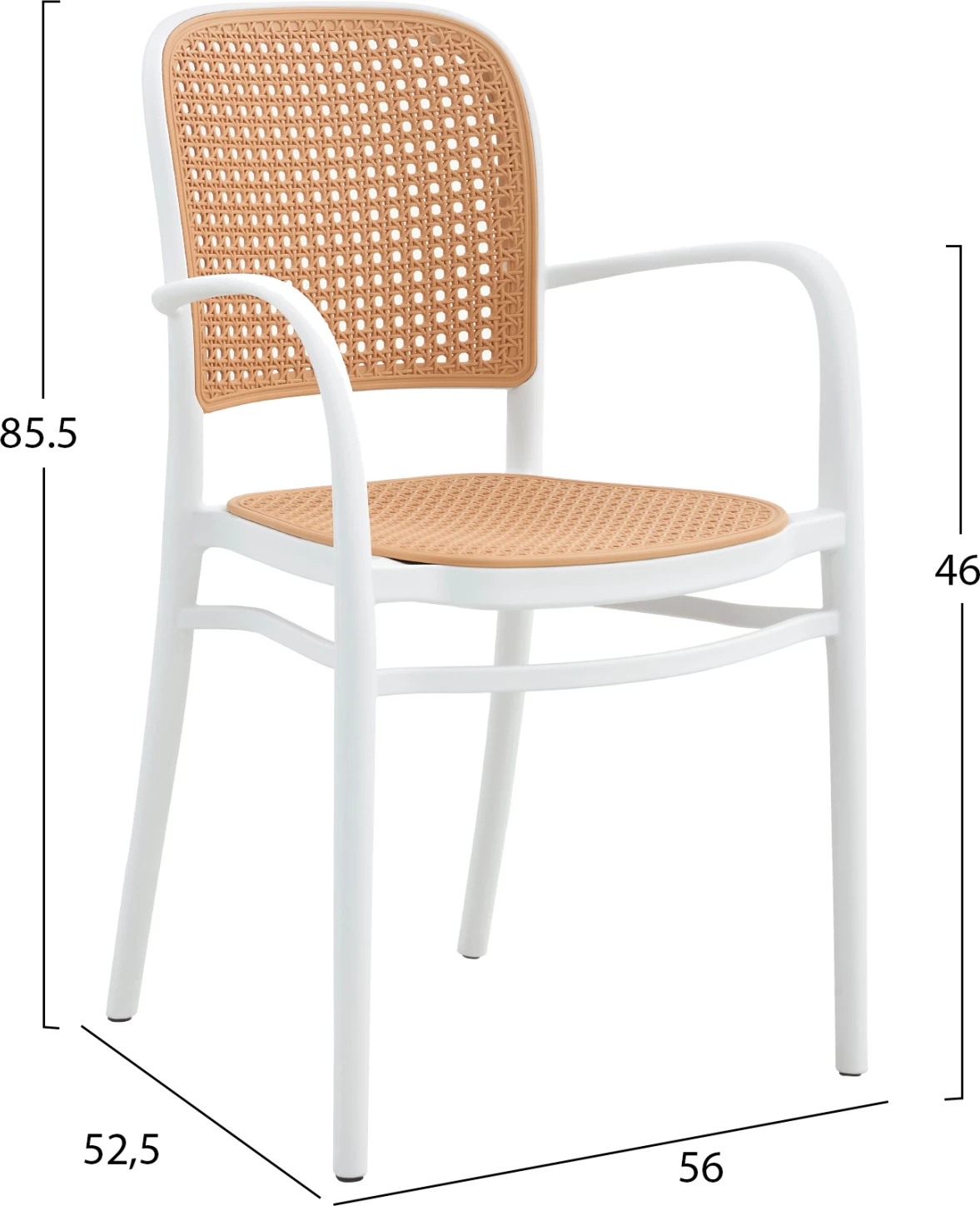 Karrige me krahë polipropileni FLOW FH5938.01, ngjyrë bardhë dhe bezhë, 56x52.5x85.5H cm 2