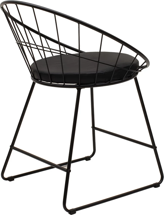 Karrige me metal të zi dhe jastëk PVC të zi