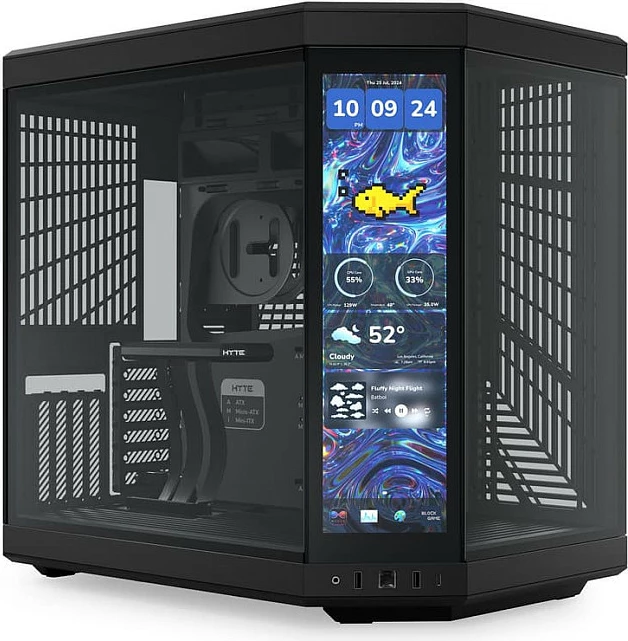 Kasë HYTE Y70 Midi Tower Touch Infinite, ATX/E-ATX, me ekran LCD touchscreen, e zezë
