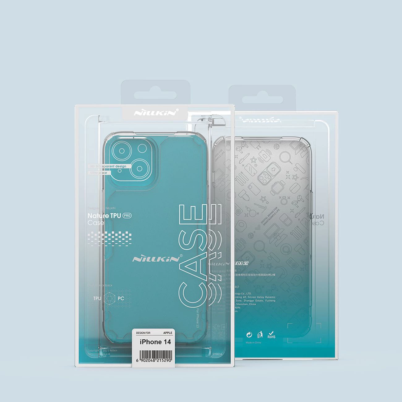 Mbështjellës Nillkin Nature Pro për iPhone 14, transparent/blu