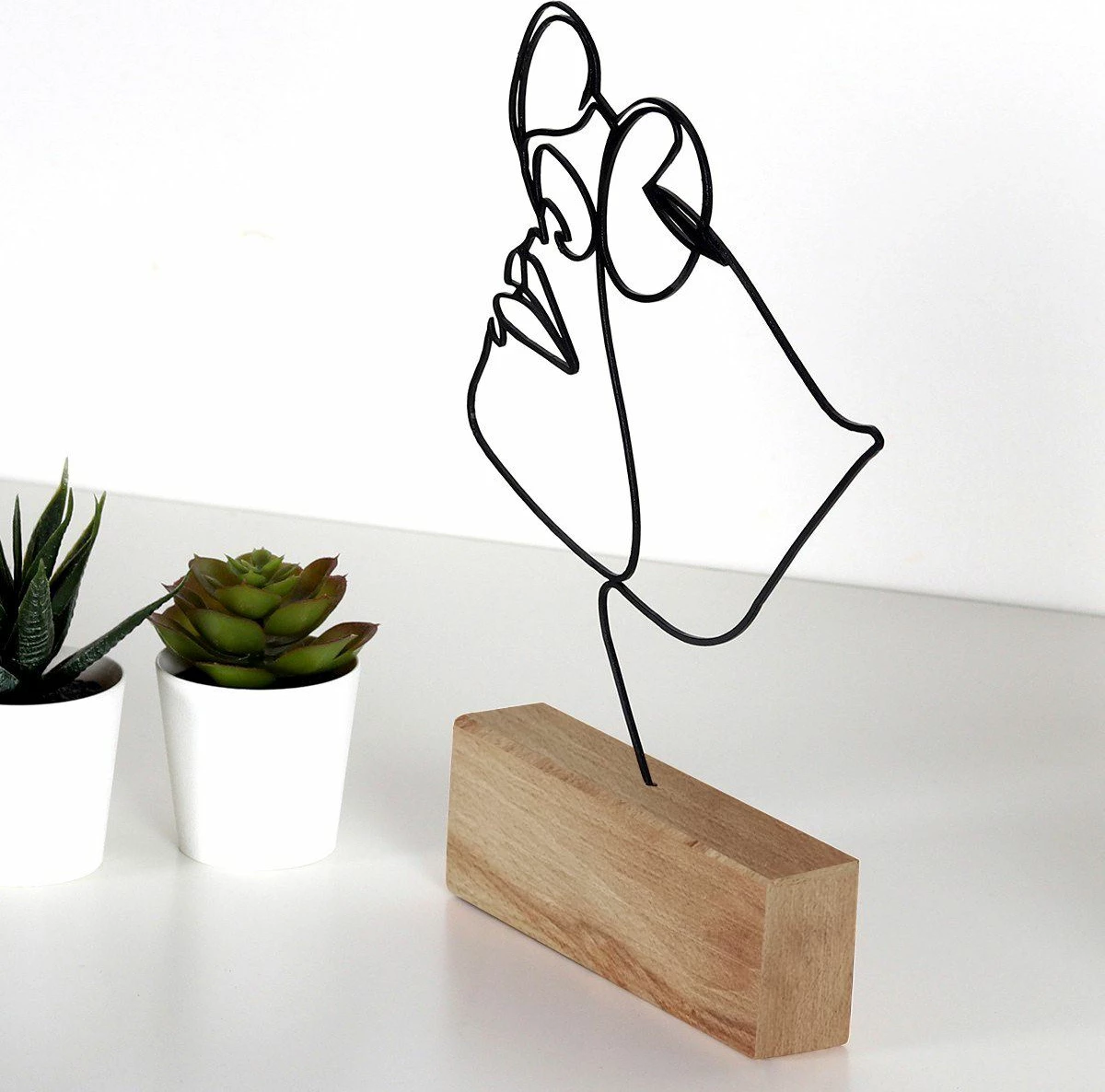 Objekt dekorativ Aberto Design, M-037, metal i zi, bazë druri, 17x31x3.5cm