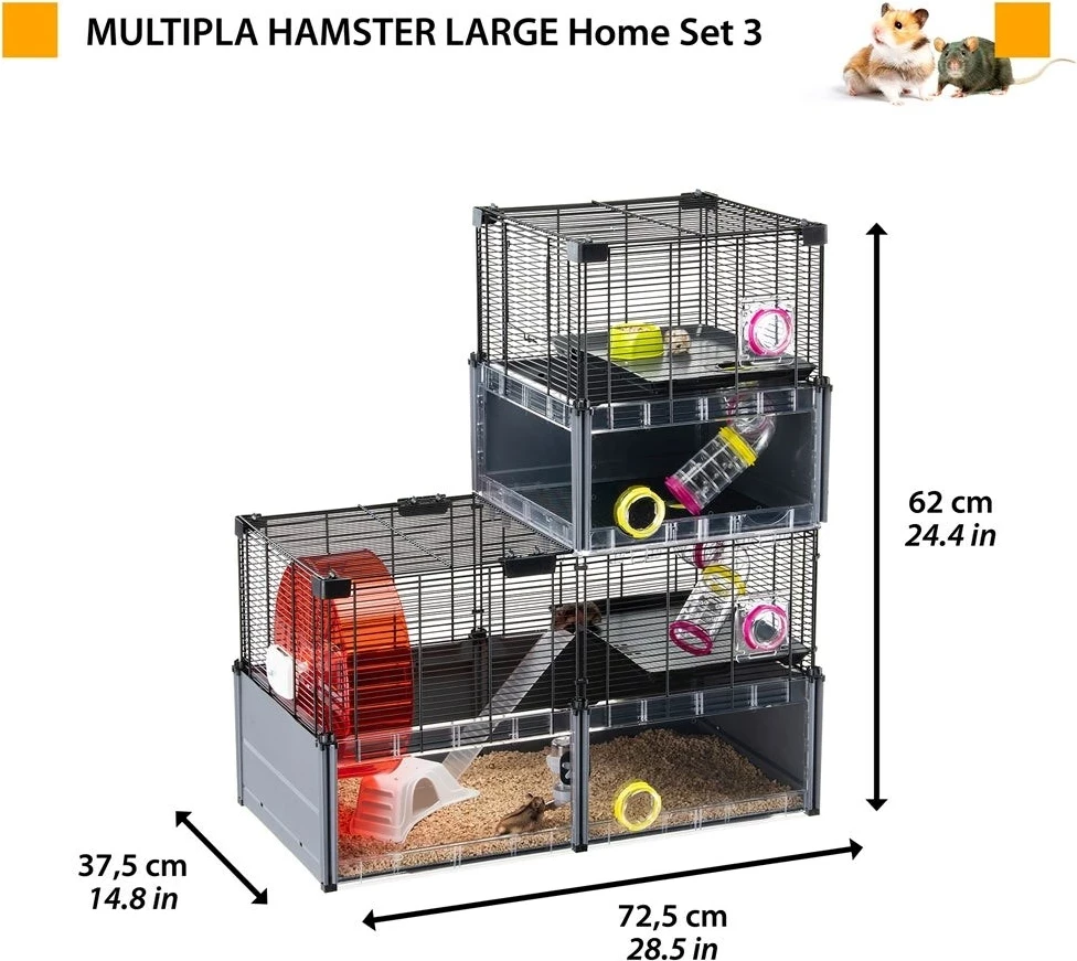 Kafaz për hamster FERPLAST Multipla Large, 107.5x37.5x42 cm, i zi