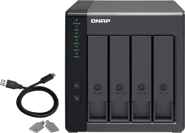 Kasë QNAP TR-004 për HDD/SSD, USB Type-C, 2.5/3.5", E zezë