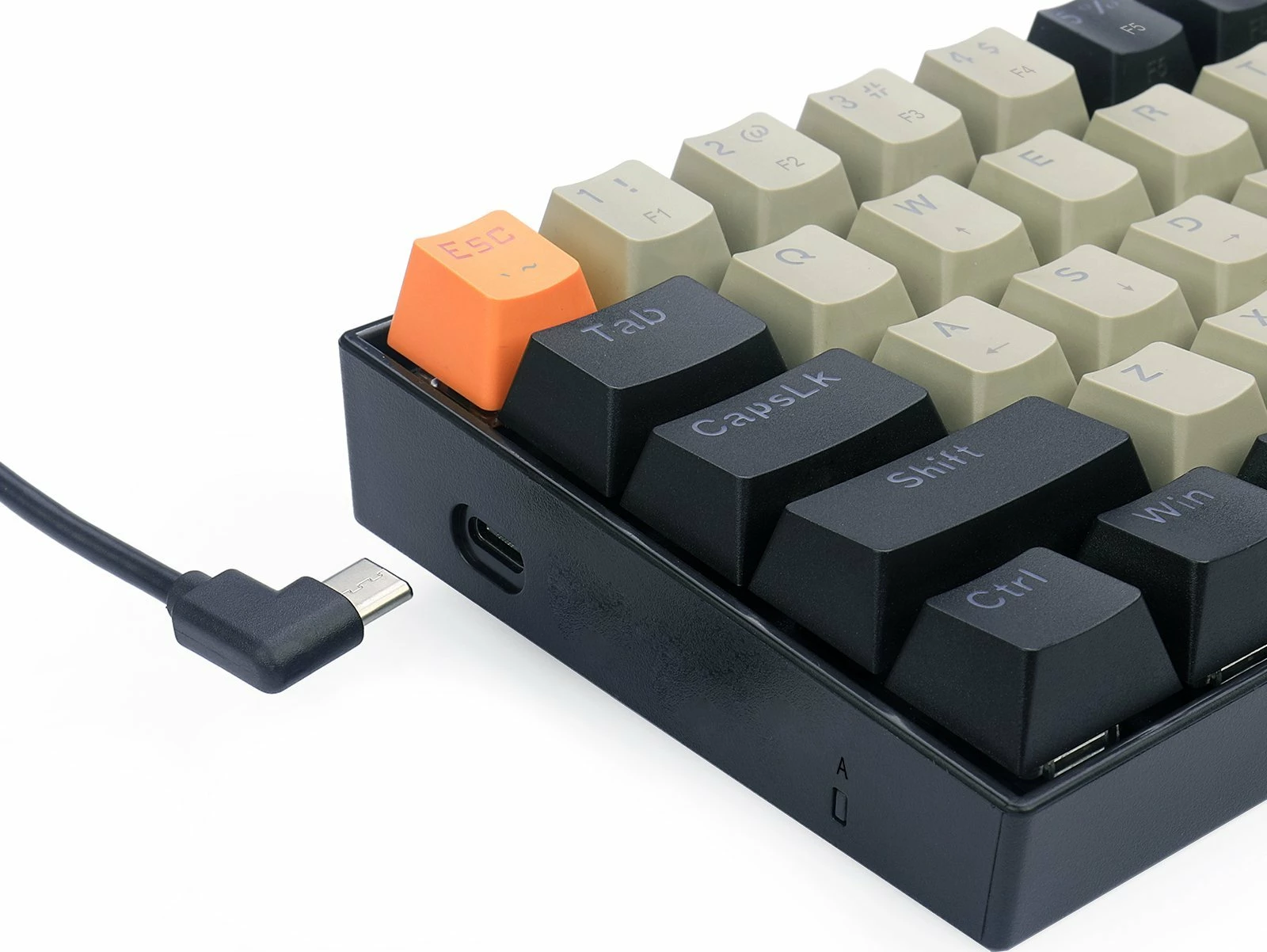 Tastierë mekanike gaming Redragon K606 Lakshmi, 60%, red switch, USB me kabllo 1.5 m, hot-swap, US layout, ndriçim i bardhë, gri/portokalli/zezë